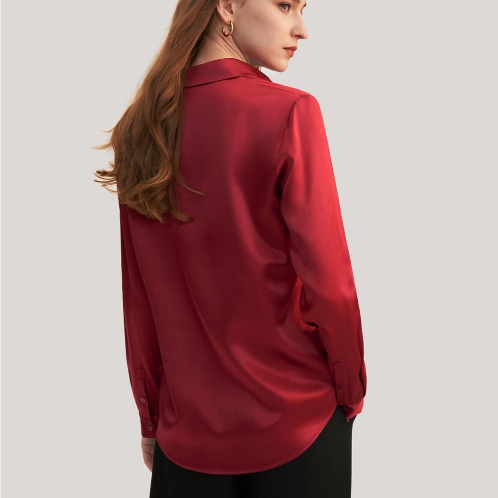 Lily Silk Basic Concealed Placket Silk Shirt Blou… - image 3